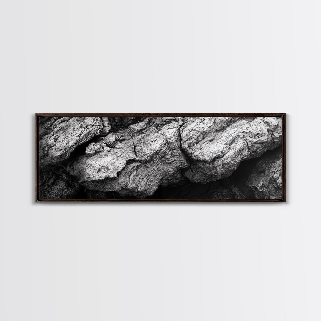 Textured Rock, Earth Tones, Natural Abstract, Framed Canvas Print, modern rustic decor, living room wall art, organic texture, neutral tones