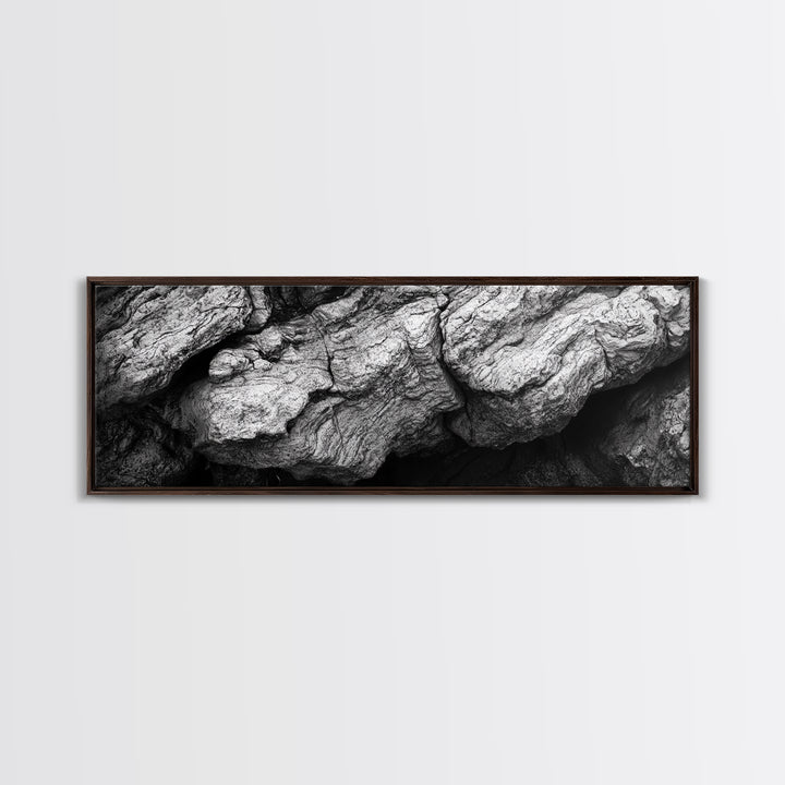 Textured Rock, Earth Tones, Natural Abstract, Framed Canvas Print, modern rustic decor, living room wall art, organic texture, neutral tones