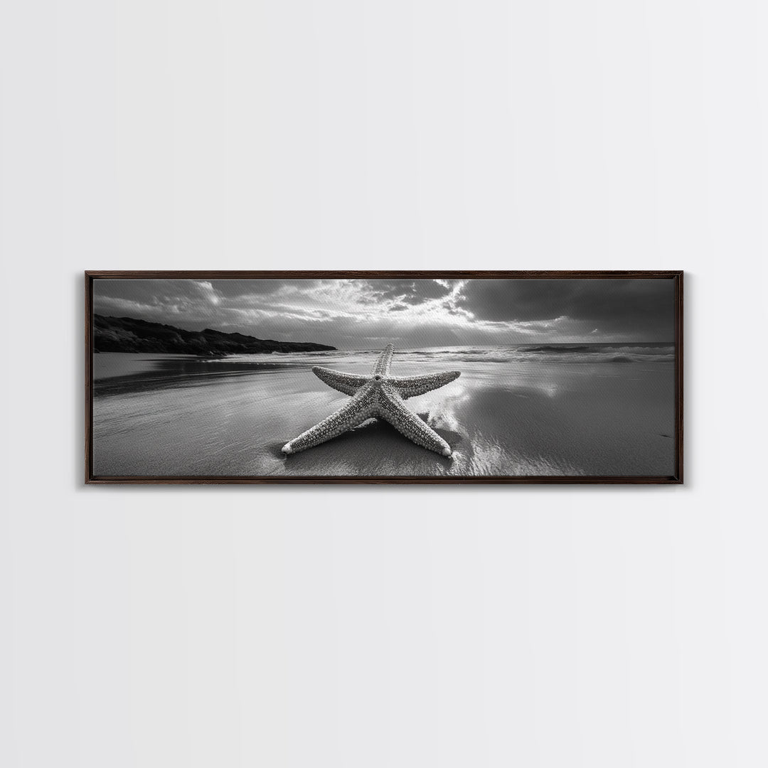 Starfish Beach, Moody Ocean, Calm Sunset, Canvas Print, coastal home decor, bathroom beach art, ocean lover gift, marine wall decor