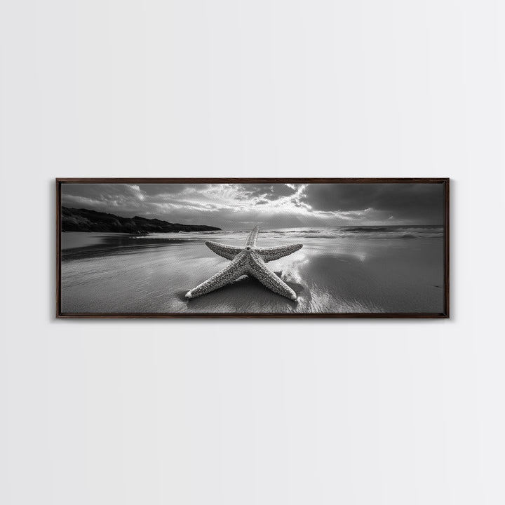 Starfish Beach, Moody Ocean, Calm Sunset, Canvas Print, coastal home decor, bathroom beach art, ocean lover gift, marine wall decor