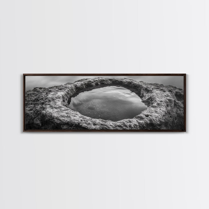 Tidal Pool Rock, Ocean Reflection, Earth Texture, Canvas Print, Zen Bathroom Wall Art, Natural Element Decor, Minimalist Photography