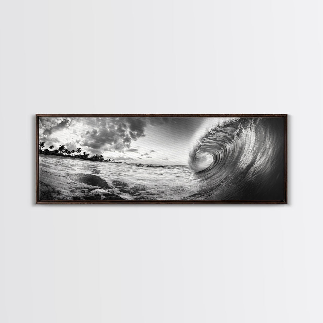 Barrel Wave Curl, Surfer's Dream, Ocean Power, Framed Canvas Print, Coastal Wall Art, Beach House Decor, Surf Photography