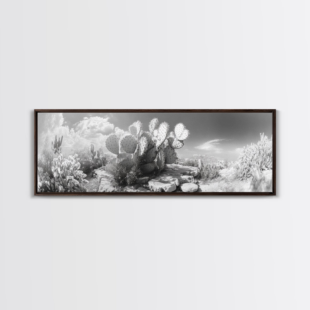 Desert Cactus Garden, Sunlit Southwest Scene, Nature Landscape Art, Canvas Print, Rustic Living Room Wall Decor, Boho Style