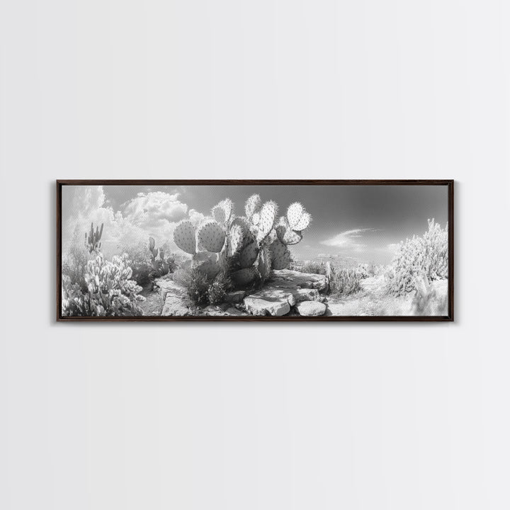 Desert Cactus Garden, Sunlit Southwest Scene, Nature Landscape Art, Canvas Print, Rustic Living Room Wall Decor, Boho Style