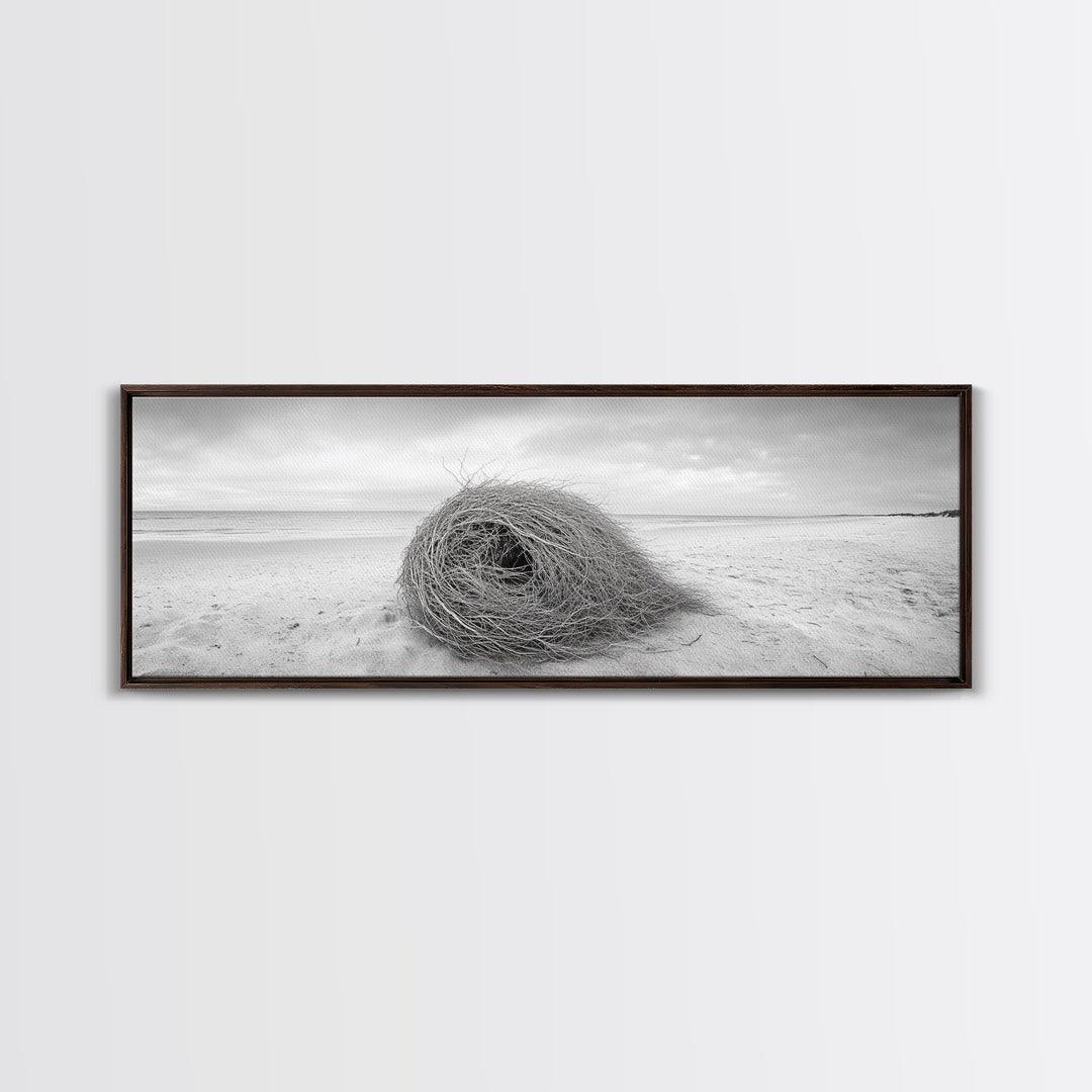 Tumbleweed Nest, Desert Beach, Natural Sculpture, Coastal Simplicity, Canvas Print, Modern Boho Wall Art, Neutral Home Aesthetic