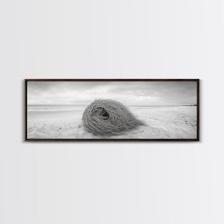 Tumbleweed Nest, Desert Beach, Natural Sculpture, Coastal Simplicity, Canvas Print, Modern Boho Wall Art, Neutral Home Aesthetic
