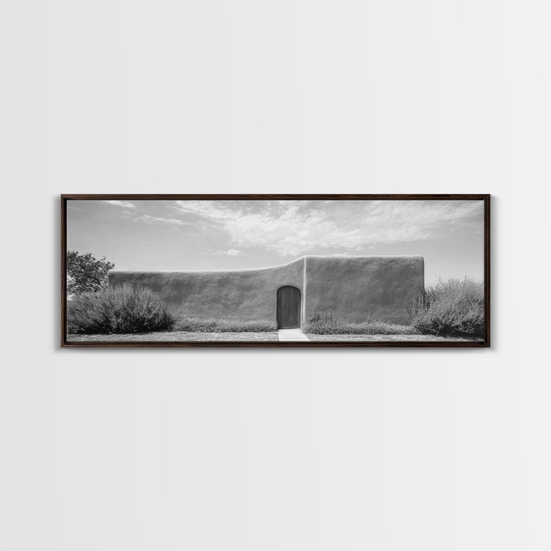 Desert Adobe, Minimal Wall, Architecture Photography, Black and White Art, Framed Canvas Print, Southwestern Decor, Entryway Wall Art