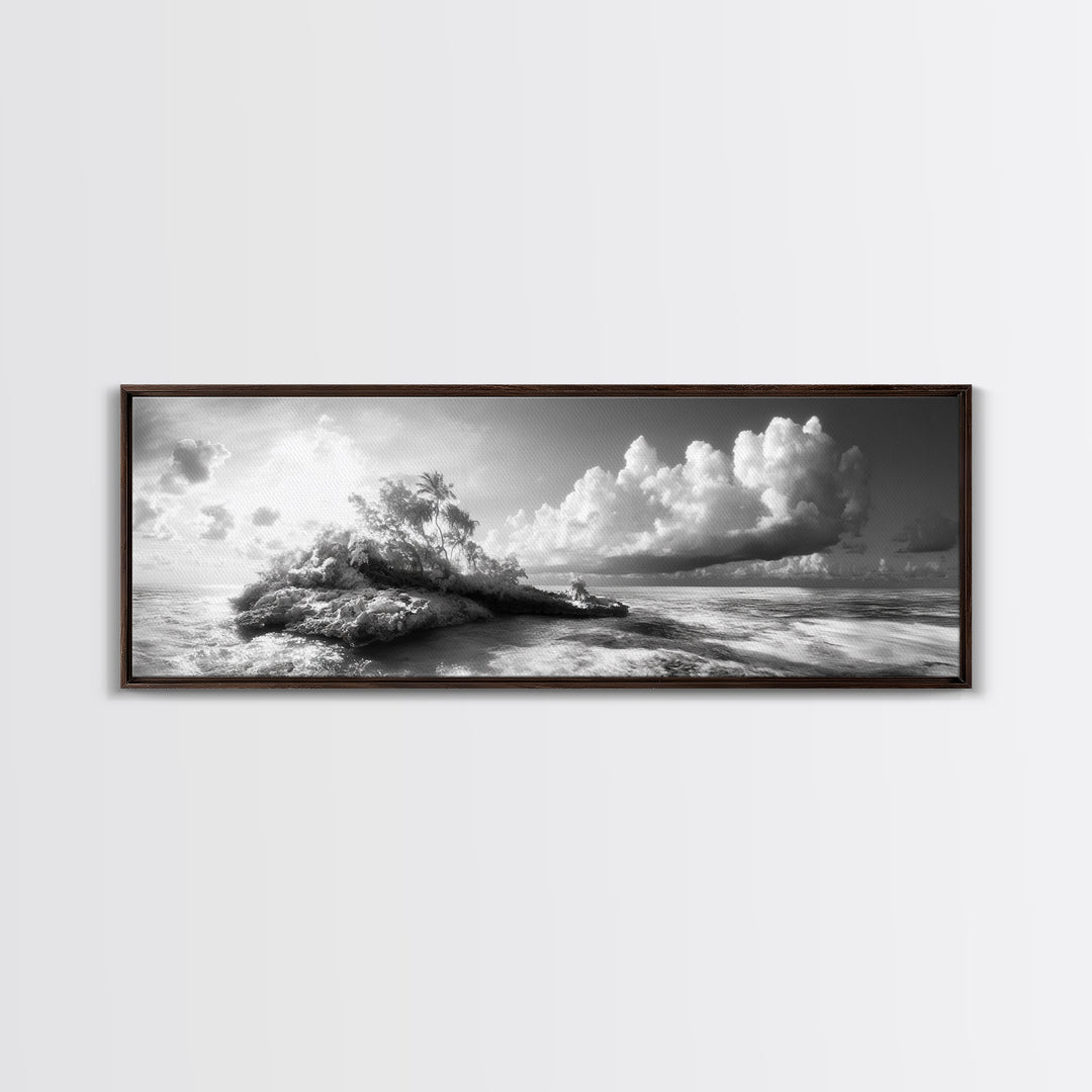 Tropical Island, Ocean Clouds, Stormy Sky, Canvas Print, Surreal Nature Wall Art, Coastal Home Decor, Dreamy Beach Scene Photography