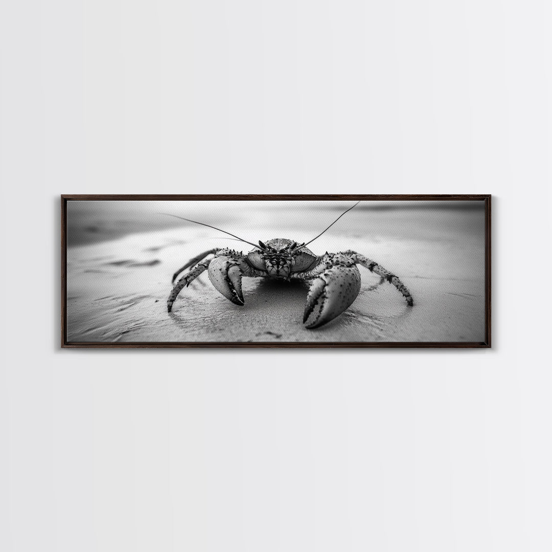 Crab Walk, Seaside Creature, Sandy Shore, Canvas Print, Coastal Nature Photography, Kids Room Ocean Decor, Minimalist Beach Art
