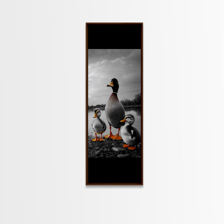 Duck Family, Lake Wildlife, Whimsical Birds, Baby Ducks, Canvas Print, Farmhouse Wall Art, Nursery Animal Decor, Playroom Country Vibes