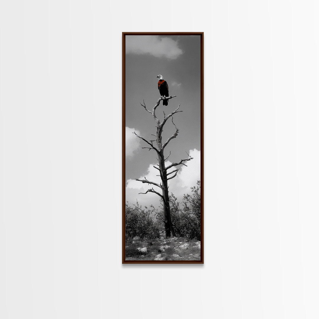 Lone Eagle, Tree Perch, Wild Raptor, Fierce Freedom, Canvas Print, Rustic Wildlife Wall Art, Cabin Lodge Decor, Dramatic Nature Scene