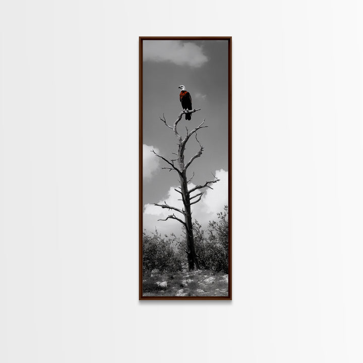 Lone Eagle, Tree Perch, Wild Raptor, Fierce Freedom, Canvas Print, Rustic Wildlife Wall Art, Cabin Lodge Decor, Dramatic Nature Scene