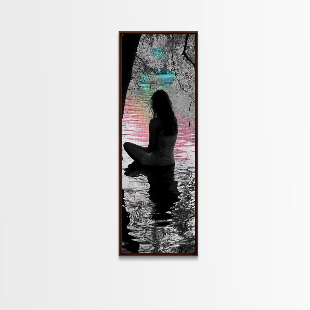 Dreamy Lake View, Solitude Moment, Color Splash Art, Framed Canvas Print, Moody Wall Art, Bedroom Decor, Surreal Photography, Meditation Vibe