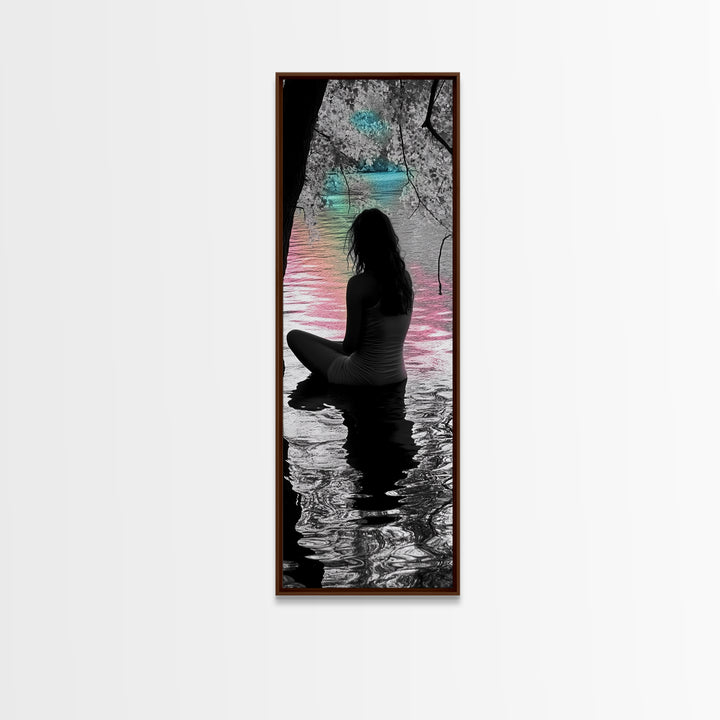 Dreamy Lake View, Solitude Moment, Color Splash Art, Framed Canvas Print, Moody Wall Art, Bedroom Decor, Surreal Photography, Meditation Vibe