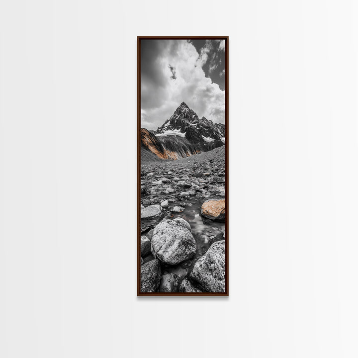 Rocky Peak, Wilderness Art, Orange Accent, Moody Landscape, Framed Canvas Print, Office Decor, Fall Mountainscape Photography