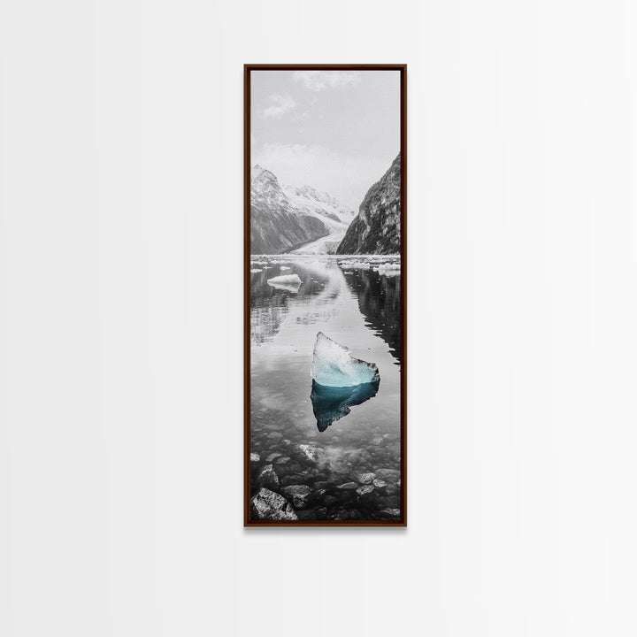 Iceberg, Glacier Reflection, Arctic Landscape, Serene Water, Framed Canvas Print, Minimalist Wall Art, Bathroom or Bedroom Photography