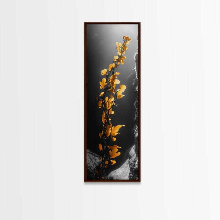 Ocean Kelp Art, Golden Seaweed, Deep Sea Beauty, Underwater Light, Canvas Print, Bathroom Wall Art, Nautical Decor, Moody Coastal Style