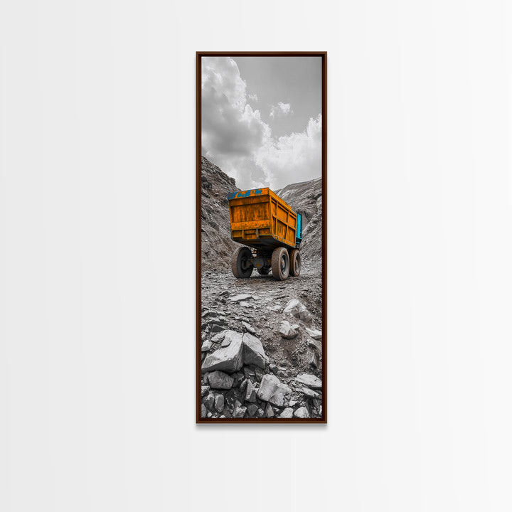 Mining Truck, Industrial Power, Bold Machinery, Construction Scene, Canvas Print, garage wall art, boys room decor, grunge wall art