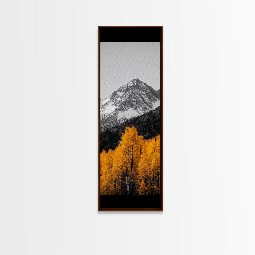 Autumn Aspen Trees, Mountain Range, Fall Foliage, Framed Canvas Print, Rustic Farmhouse Art, Living Room Wall Decor, Seasonal Nature Art