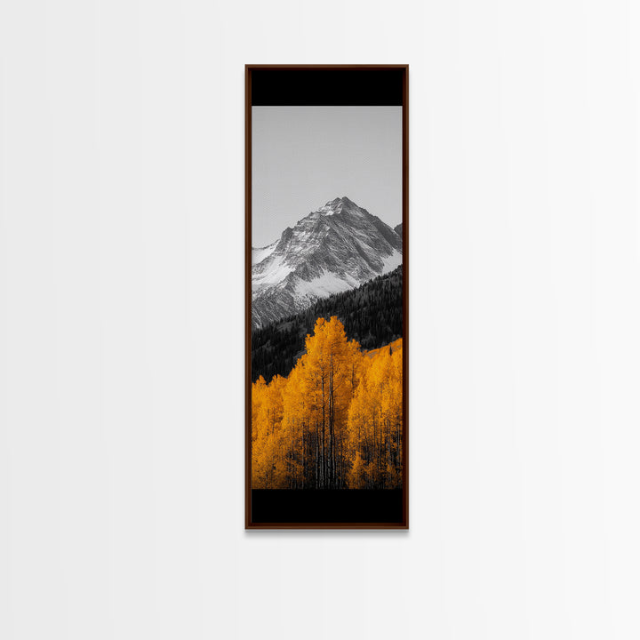 Autumn Aspen Trees, Mountain Range, Fall Foliage, Framed Canvas Print, Rustic Farmhouse Art, Living Room Wall Decor, Seasonal Nature Art