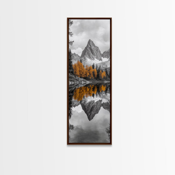 Peak Reflection, Autumn Forest, Serene Landscape, Framed Canvas Print, Tranquil Nature Art, Entryway Wall Art, Fall Mountain Wall Decor