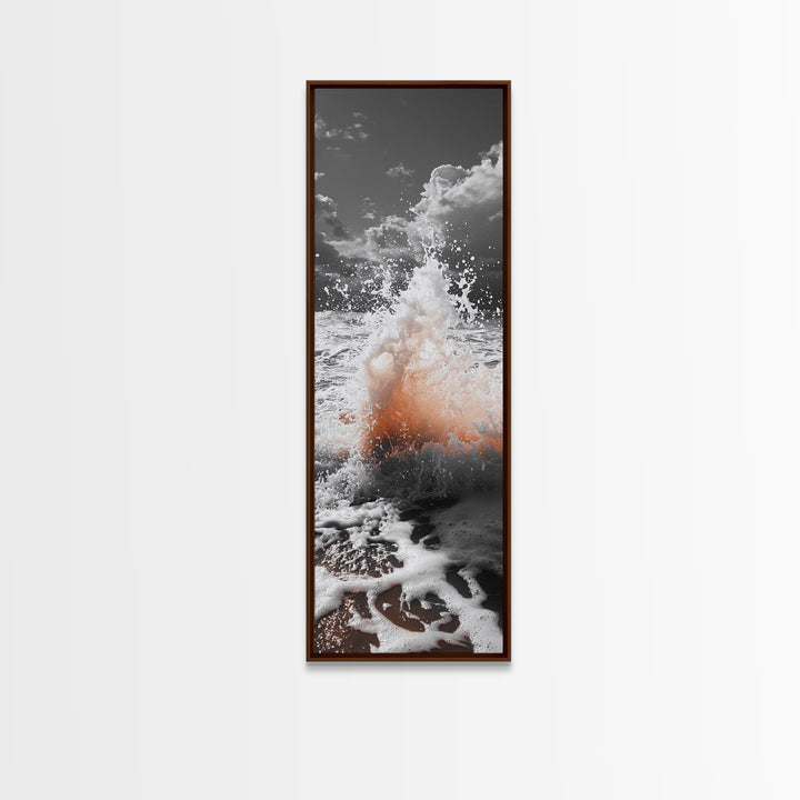 Splash Art, Sea Foam, Sunset Water, Ocean Spray, Canvas Print, Bathroom Wall Art, Beach Aesthetic, Abstract Coastal Photography