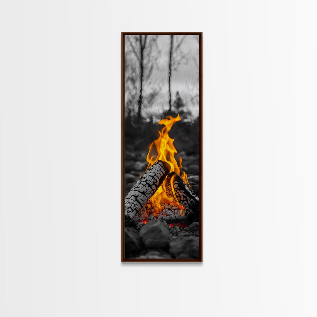 Ember Glow, Campfire Evening, Rustic Firelight, Canvas Print, Autumn Wall Art, Nature Photography, Minimalist Adventure Decor