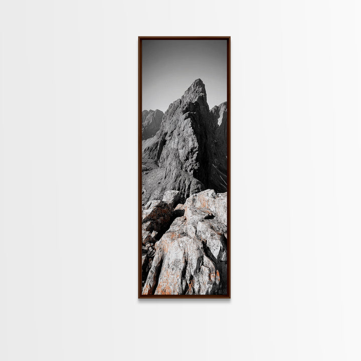 Rugged Mountain, Rocky Cliff, Adventure Landscape, Highland Scene, Nature Travel Art, Framed Canvas Print, Rustic Cabin Wall Decor