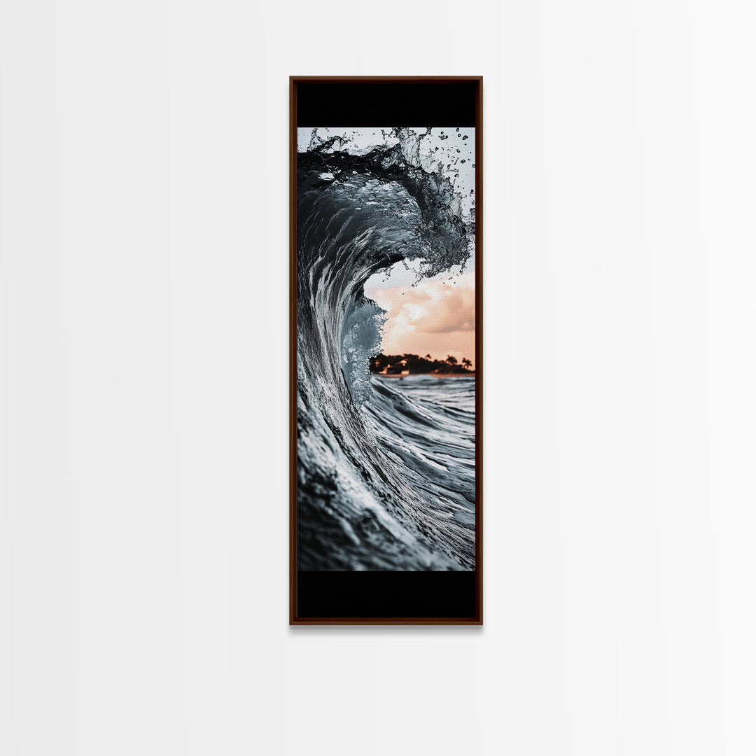 Ocean Wave, Big Surf, Seascape Photography, Coastal Wall Decor, Water Motion, Framed Canvas Print, Beach House Living Room Art