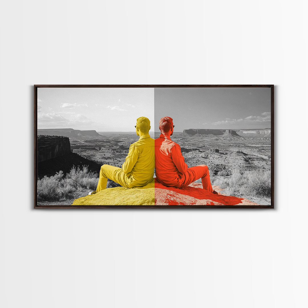 Dual Tone Journey, Conceptual Landscape Art, Contemporary Travel Decor, Mindful Wall Accent, Framed Canvas Print, Office or Study Art
