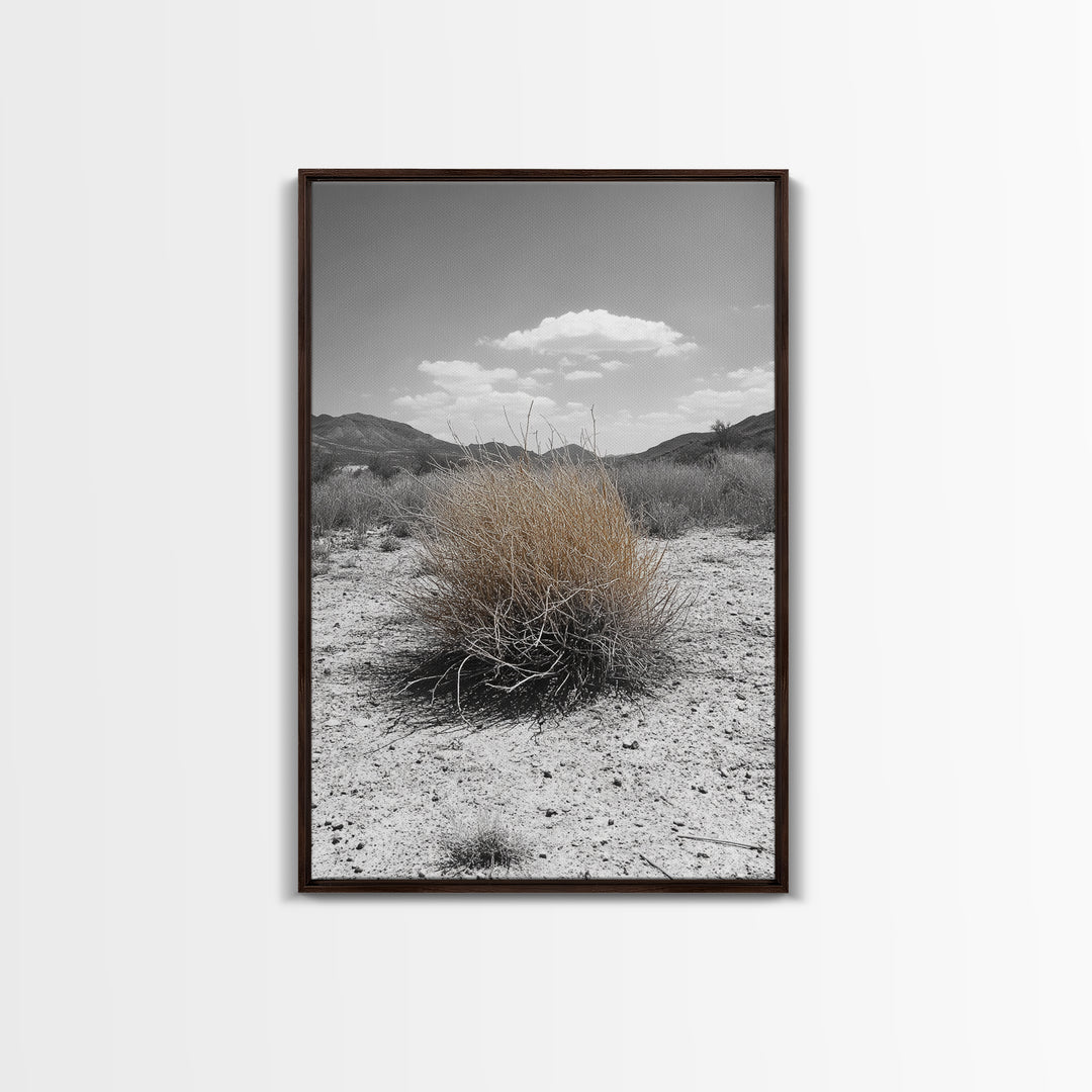 Desert Bush, Tumbleweed Scene, Dry Landscape, Minimalist Canvas Print, Desert Wall Art, Earth Tone Decor, Modern Living Room Art