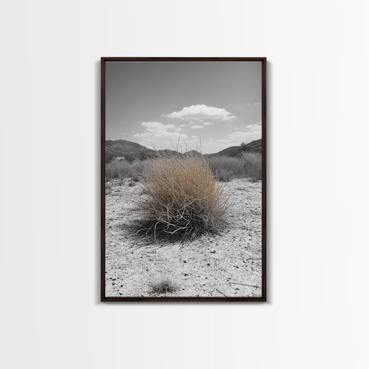 Desert Bush, Tumbleweed Scene, Dry Landscape, Minimalist Canvas Print, Desert Wall Art, Earth Tone Decor, Modern Living Room Art