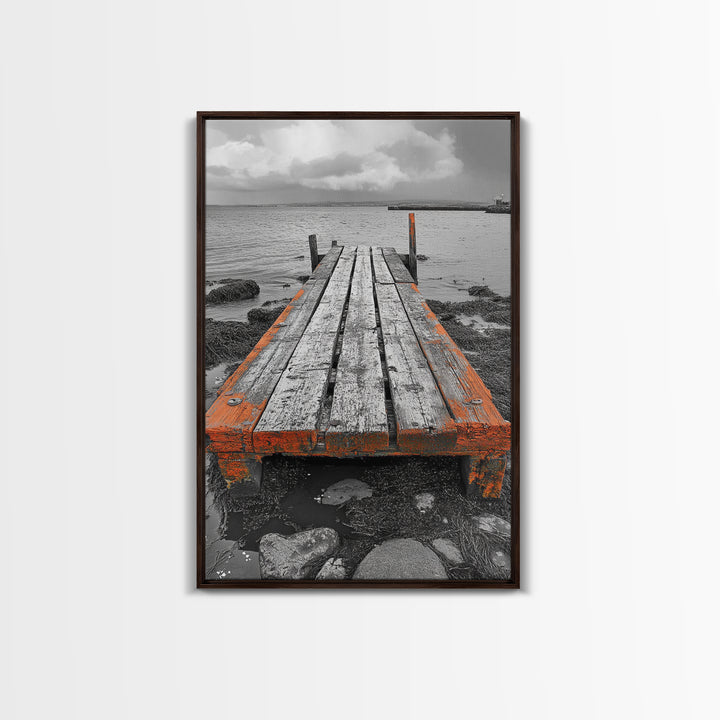 Rustic Dock, Seaside Escape, Coastal Pier, Nautical Wood, Canvas Print, Lake House Decor, Farmhouse Style, Living Room Wall Art