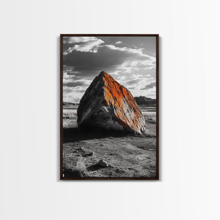Red Rock, Sunset Boulders, Wild West Plains, Canvas Print, Desert Landscape Art, Living Room Wall Decor, Nature Photography