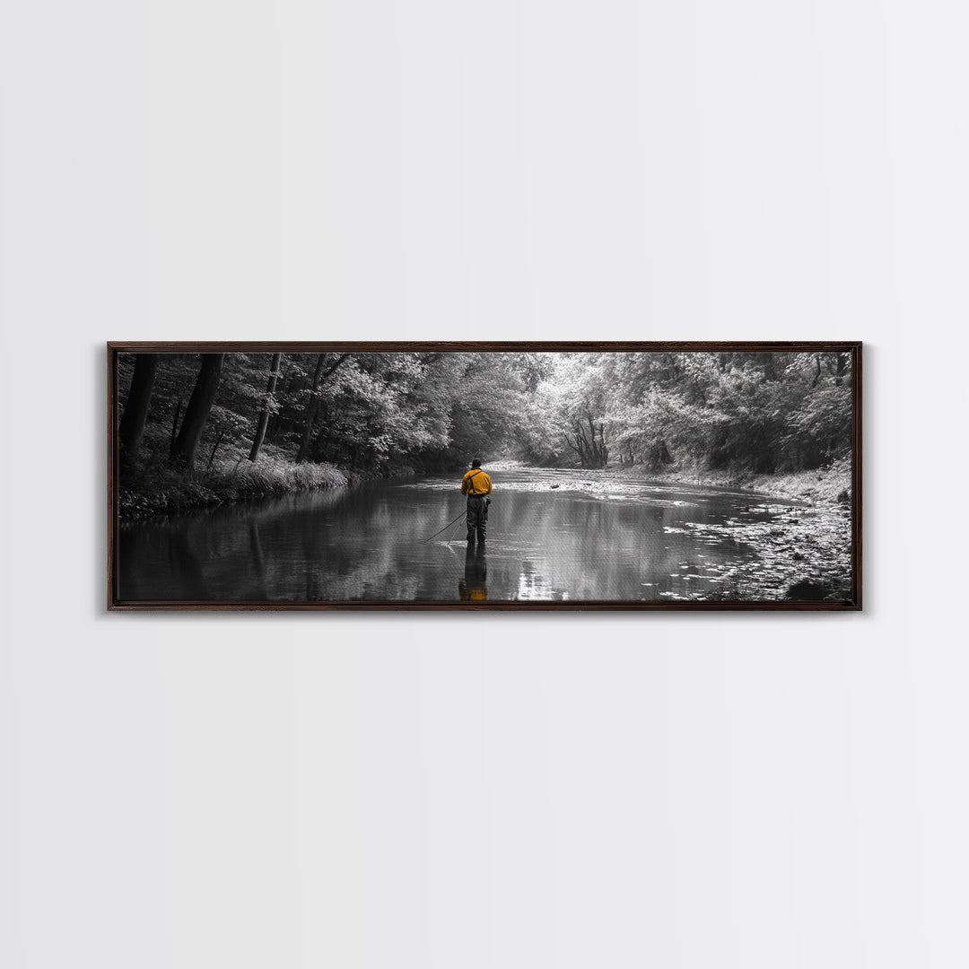 Autumn Fly Fishing, Yellow Jacket River Scene, Framed Canvas Print, Rustic Home Decor, Fisherman Gift, Nature Photography, Cabin Wall Art