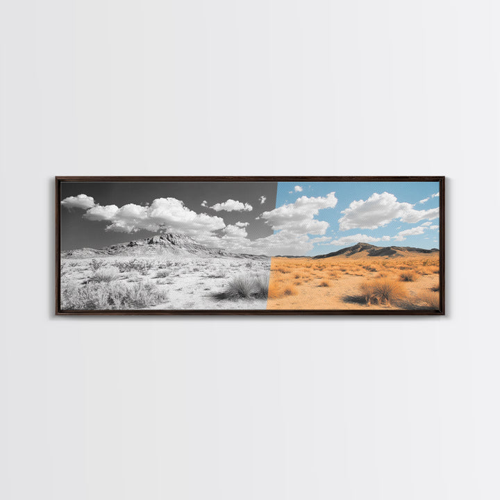 Desert Split, Before and After, Landscape Transformation, Canvas Print, modern western wall art, minimalist nature photography