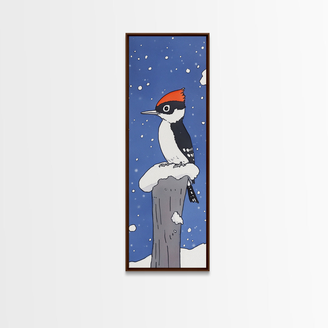 Pileated Woodpecker In Falling Snow Wall Art, Winter Bird Canvas Print, Woodland Wildlife Decor, Cabin Christmas Gift, Art Print