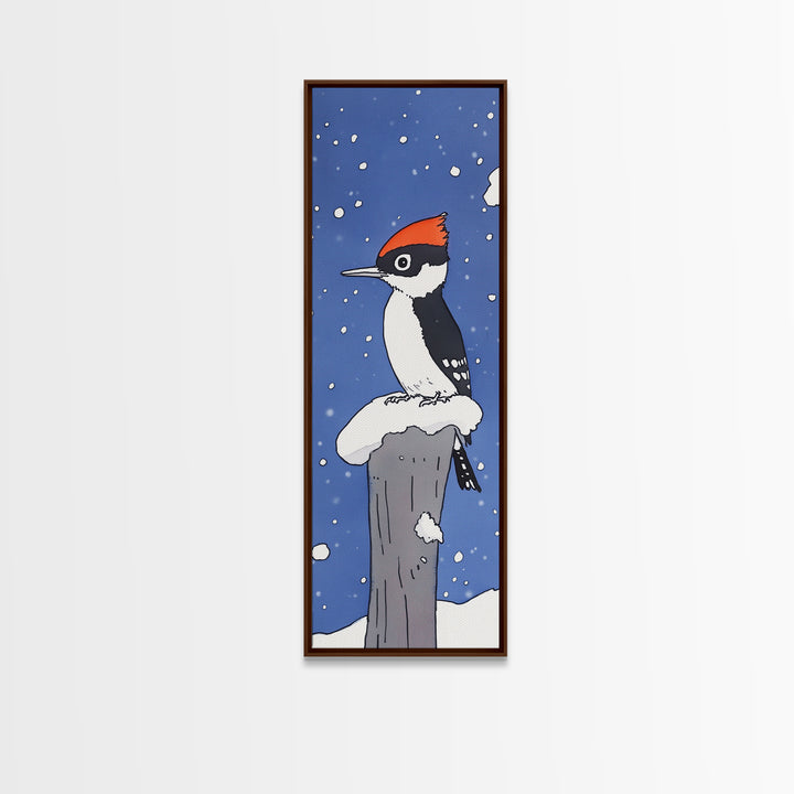 Pileated Woodpecker In Falling Snow Wall Art, Winter Bird Canvas Print, Woodland Wildlife Decor, Cabin Christmas Gift, Art Print