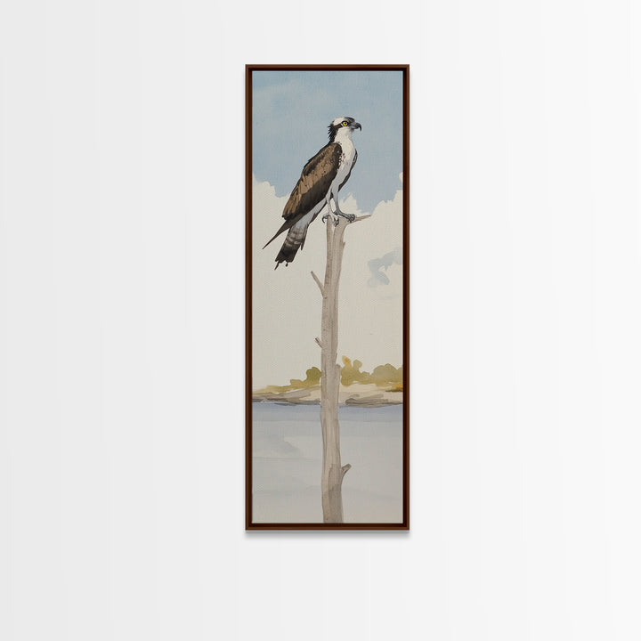Osprey On Bare Tree Wall Art, Serene Lake Landscape Print, Coastal Wildlife Decor, Rustic Nature Art, Gift For Bird Lover