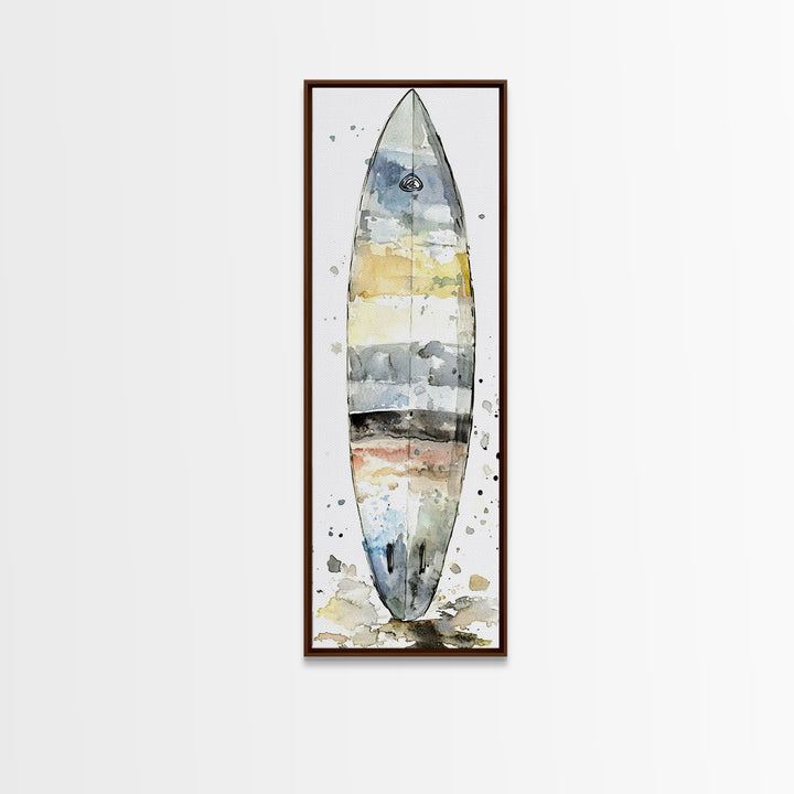 Weathered Surfboard Ocean Stripes Canvas Print, Coastal Wall Art, Beach House Decor, Nautical Wall Decor, Surf Art, Ocean Wall Art