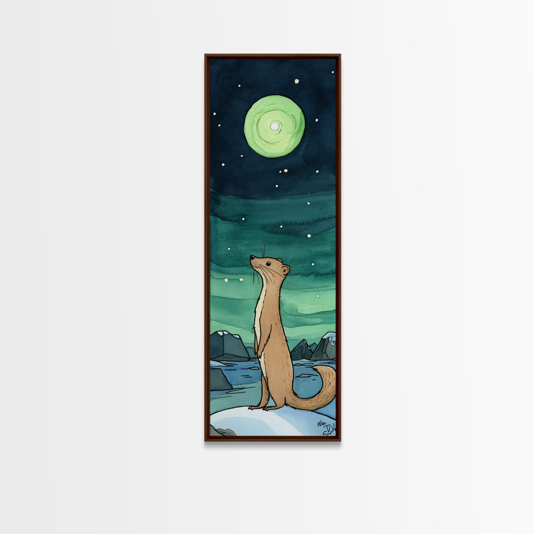 Otter Under Green Moon Aurora Wall Art, Whimsical Animal Print, Celestial Nursery Decor, Cute Kids Room Art, Gift For Her