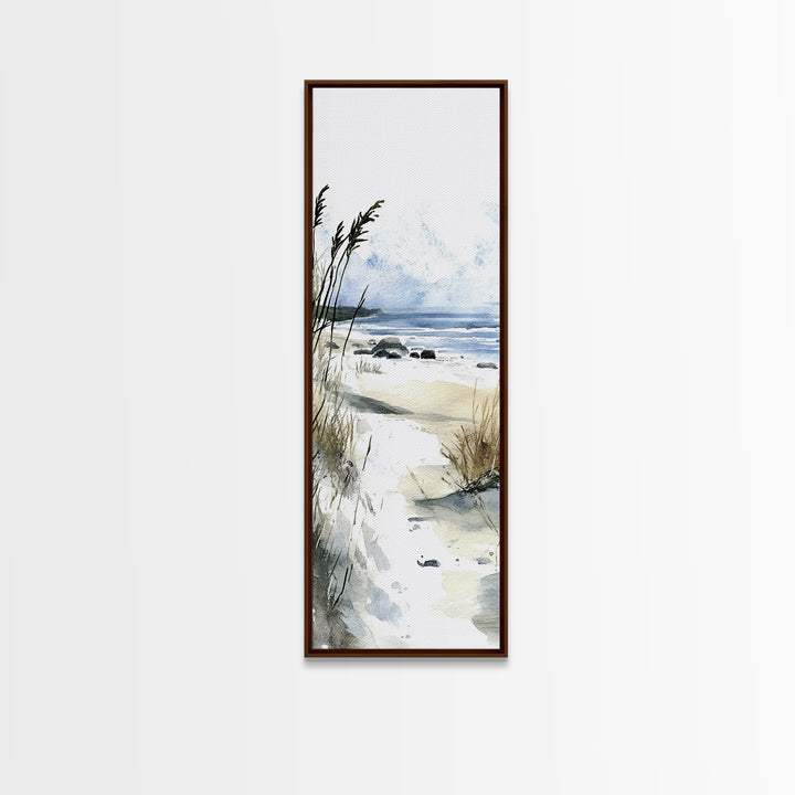 Soft Dune Beach Path Canvas Print, Coastal Wall Art, Watercolor Ocean Decor, Beach House Gift, Neutral Seaside Landscape