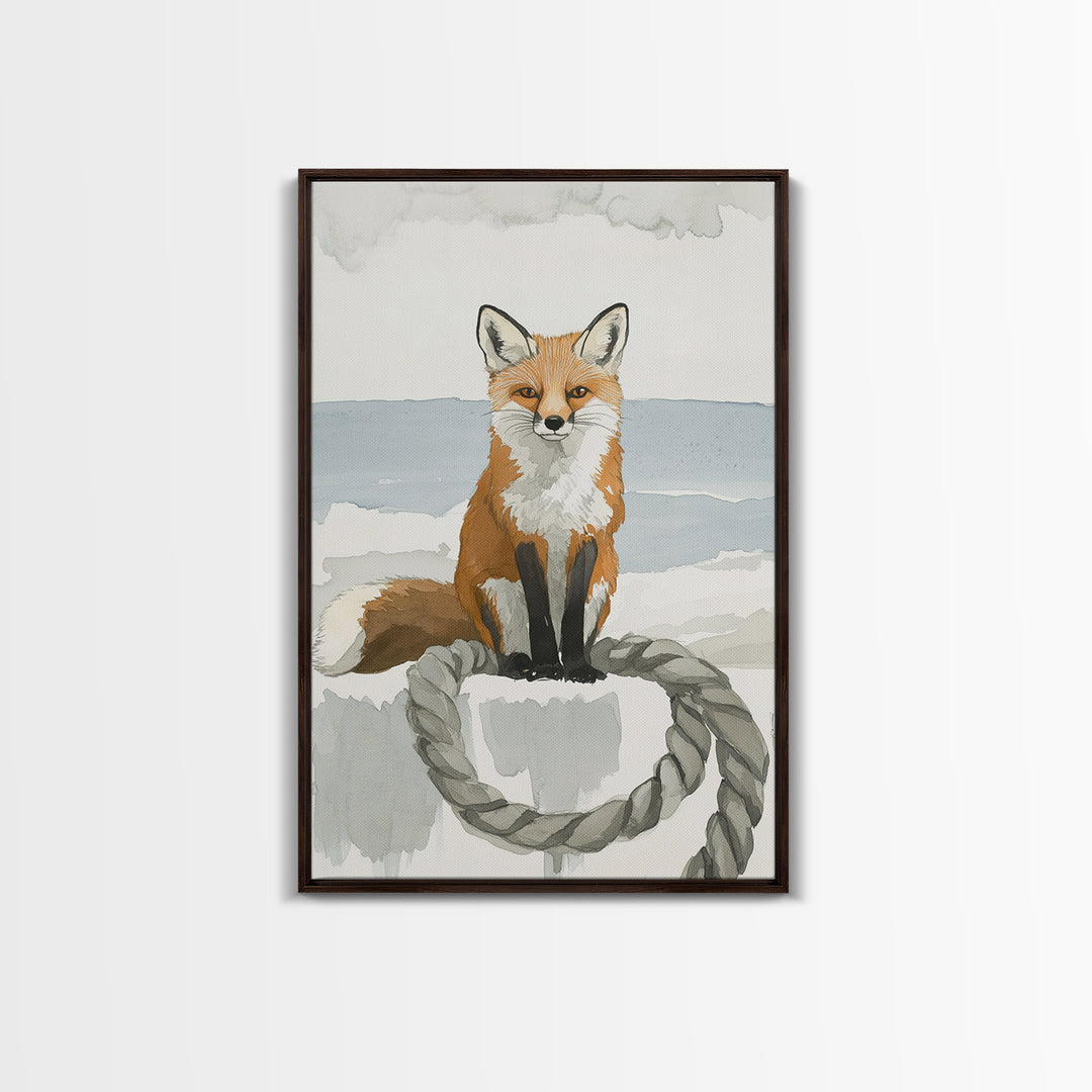 Red Fox By The Sea Wall Art, Coastal Animal Print, Woodland Nursery Decor, Beach House Gift And Nature Wall Decor For Kids