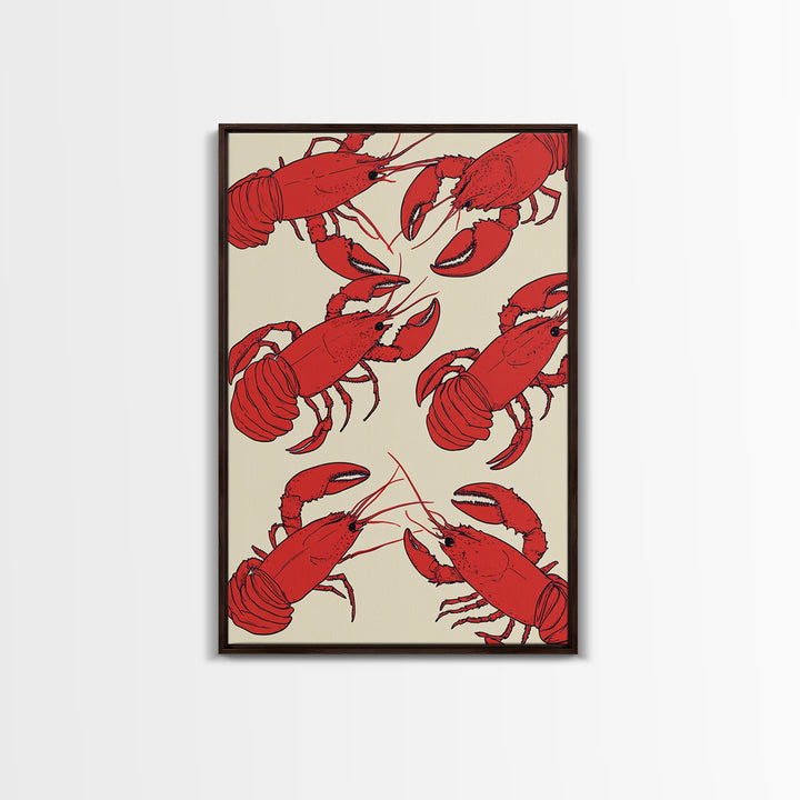 Close Up Red Lobsters Wall Art, Coastal Kitchen Decor, Seafood Print, Nautical Wall Decor, Beach House Dining Room Gift Idea