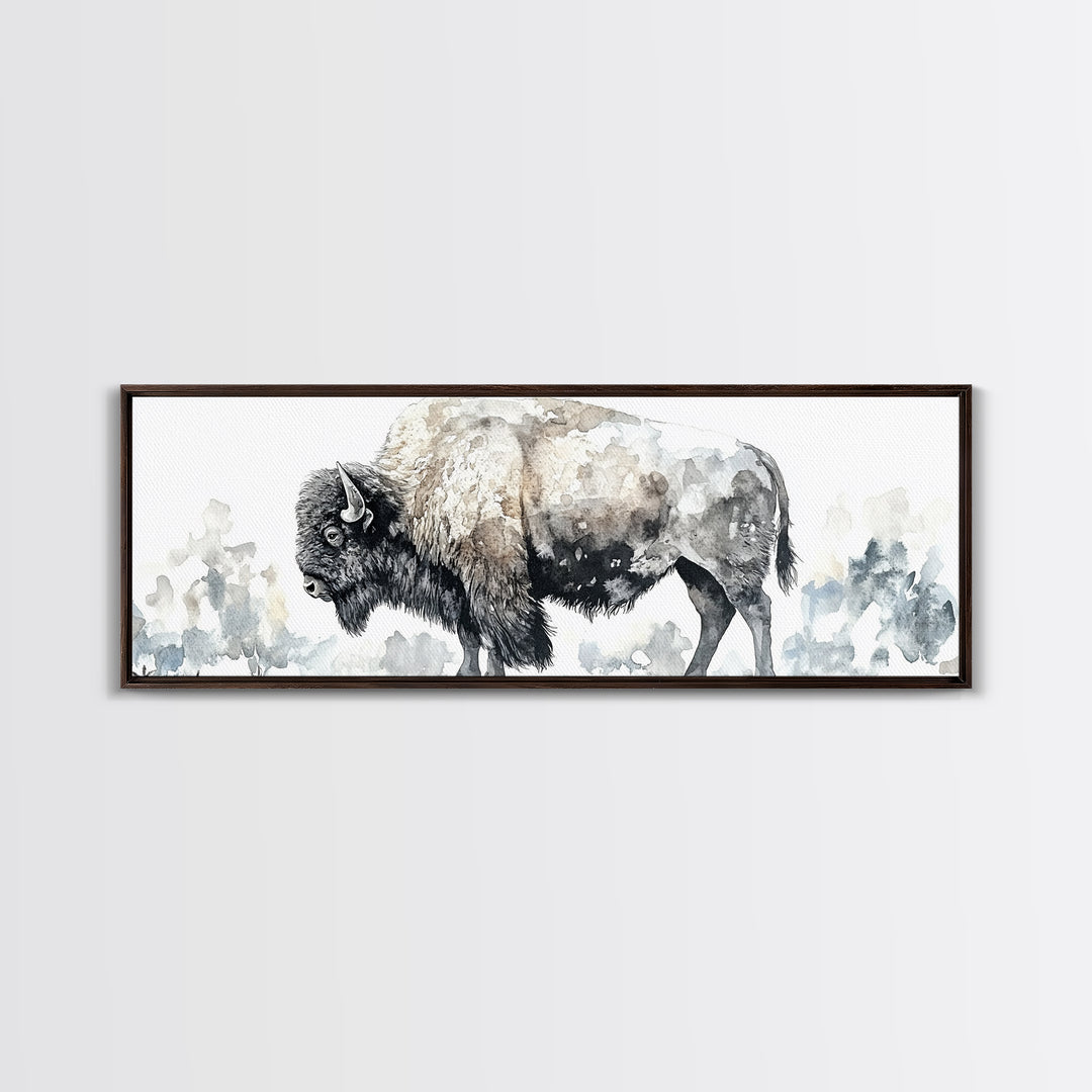 Majestic Bison Watercolor Canvas Print, Rustic Wildlife Wall Art, Western Animal Decor, Nature Inspired Housewarming Gift