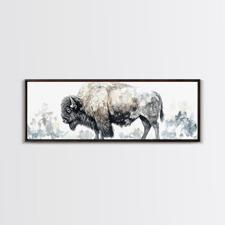 Majestic Bison Watercolor Canvas Print, Rustic Wildlife Wall Art, Western Animal Decor, Nature Inspired Housewarming Gift