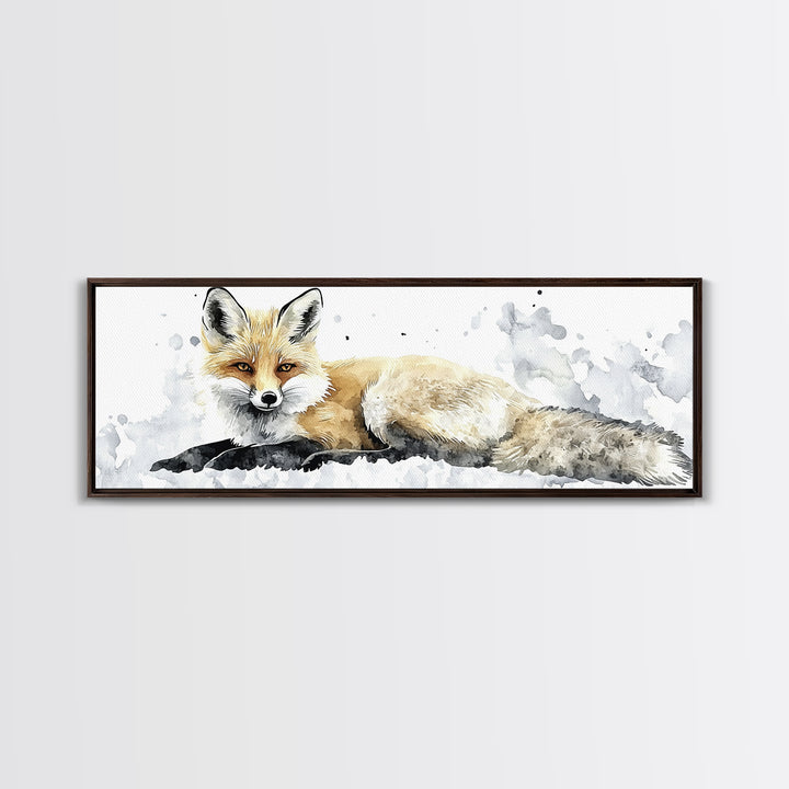 Realistic Fox Resting In Snow Canvas Print, Woodland Wildlife Wall Art, Winter Animal Print, Rustic Nursery Decor Gift For Her