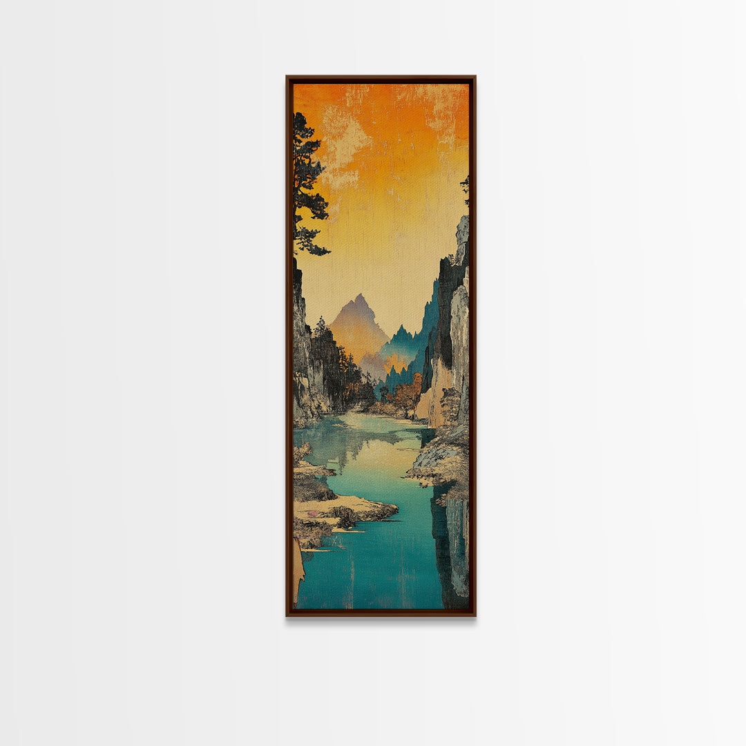 Turquoise River Through Rocky Canyon Wall Art, Mountain Landscape Print, Nature Wall Decor, Rustic Cabin Decor, Oversized Canvas