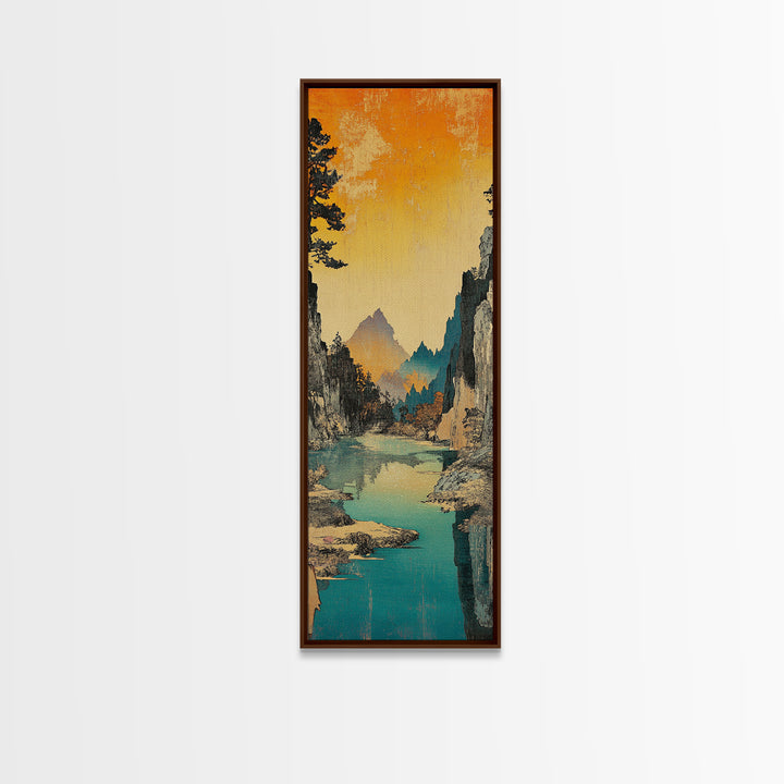 Turquoise River Through Rocky Canyon Wall Art, Mountain Landscape Print, Nature Wall Decor, Rustic Cabin Decor, Oversized Canvas