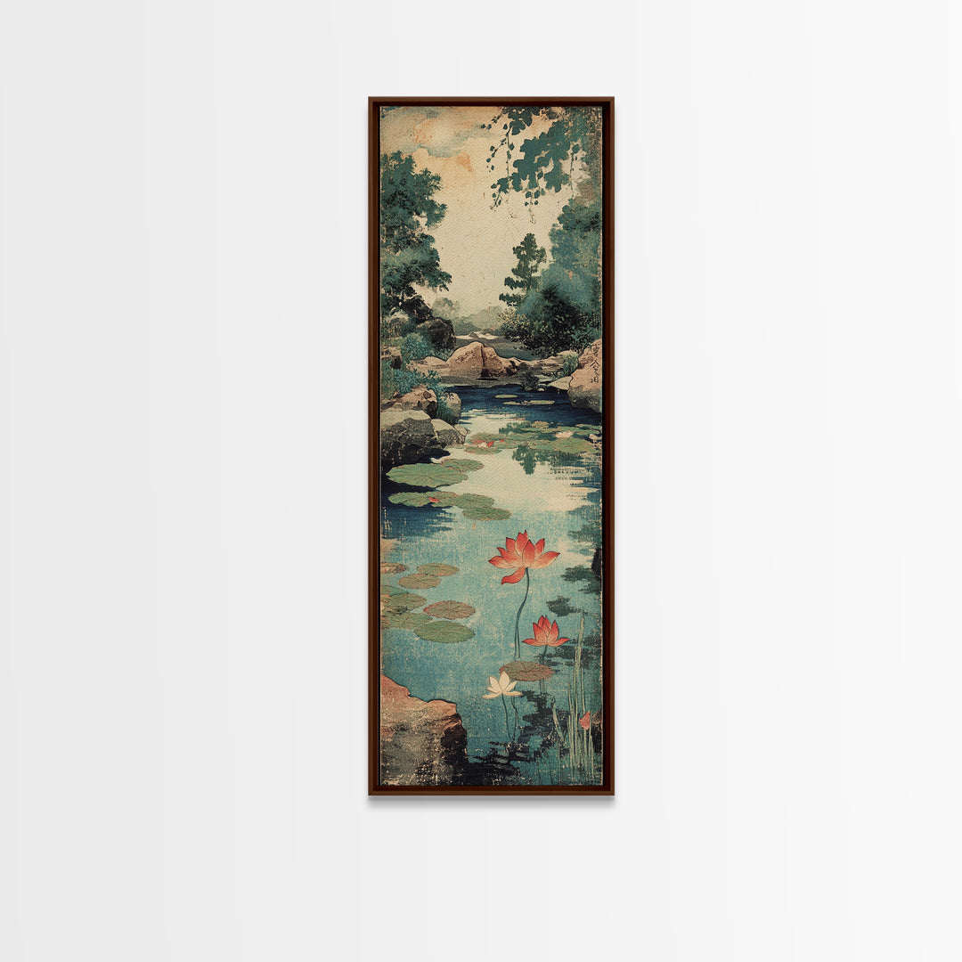 Lotus Pond With Water Lilies Canvas Print, Japanese Garden Wall Art, Serene Nature Print, Zen Home Decor For Living Room